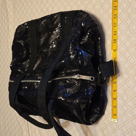 NWOT Vintage PINK Victoria's Secret Duffel Bag w/Black Sequins - Picture 2 of 6